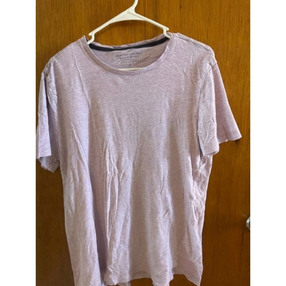 Banana Republic Soft Wash T-Shirt Mens Large Purple Heather Short Sleeve Crew L